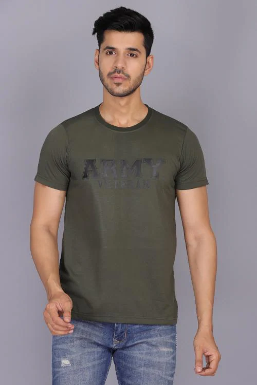 AXOLOTL Army/Military Printed Cotton T-shirt for Men