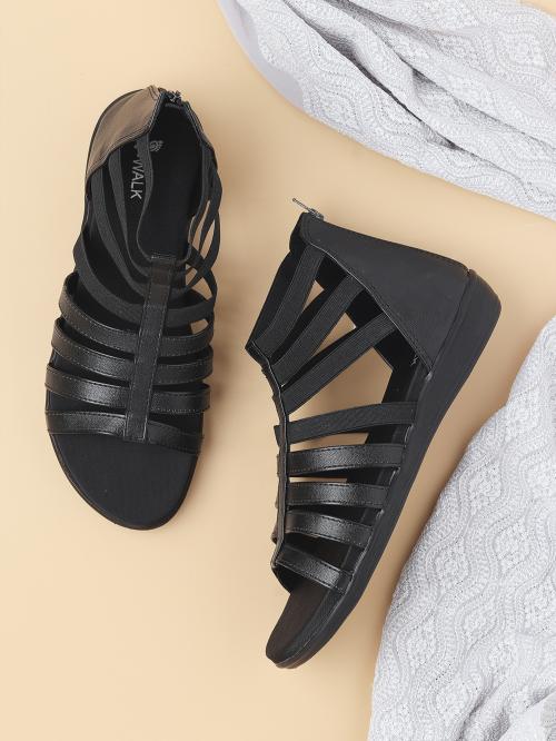 V-Walk Trendy & Comfortable Flat Gladiator Sandal With Zip Closure for Women's & Girls