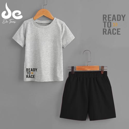 DE TEES BOYS PRINTED HALF SLEEVE TSHIRT AND SHORTS 160GSM