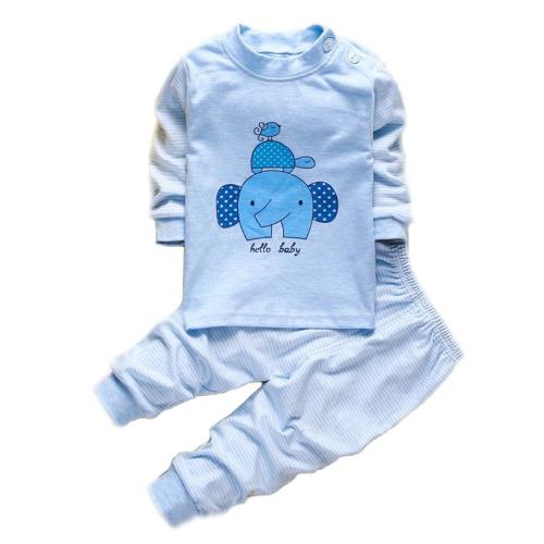 Bold N Elegant Kid's Cartoon Baby and Mother Elephant Print Cotton Full Sleeve T-shirt & Pajama Lower Casual Clothing Set for Infant Toddler Baby Boy Girl