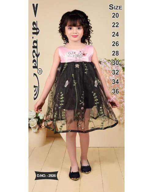 Fast Forever Girls Stylish and Elegant frock Outfit for Parties-4-5 Years|Black-Pack of 1