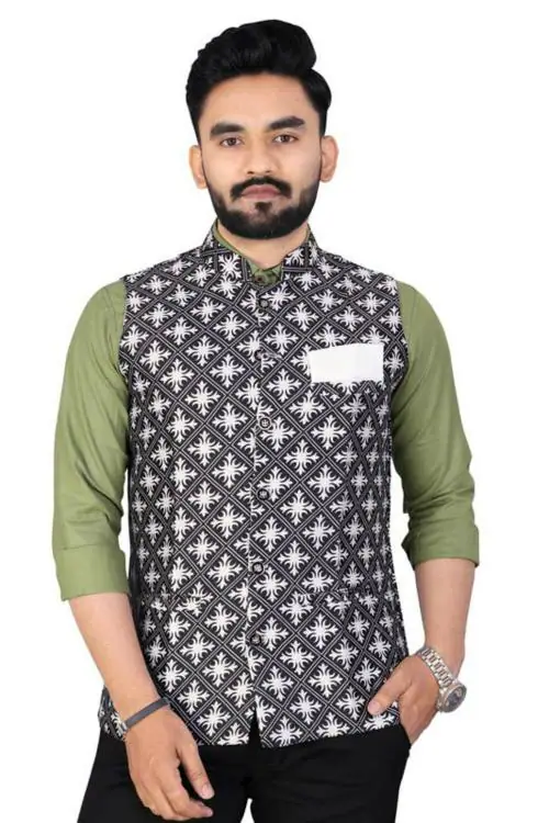 Buy Hirvi Creation Men Black Crepe Jackets Waistcoats XL Online at