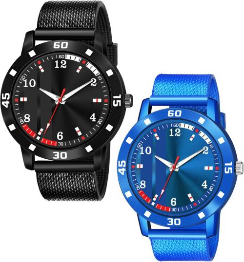 Crab Analog Multicolor Dial Multicolor Strap Watch For Men (Pack Of 2)