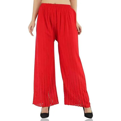 Atlara Women's Plazo Palazzo Pant Chicken Art Work Rayon Plazo (2XL to 4XL)