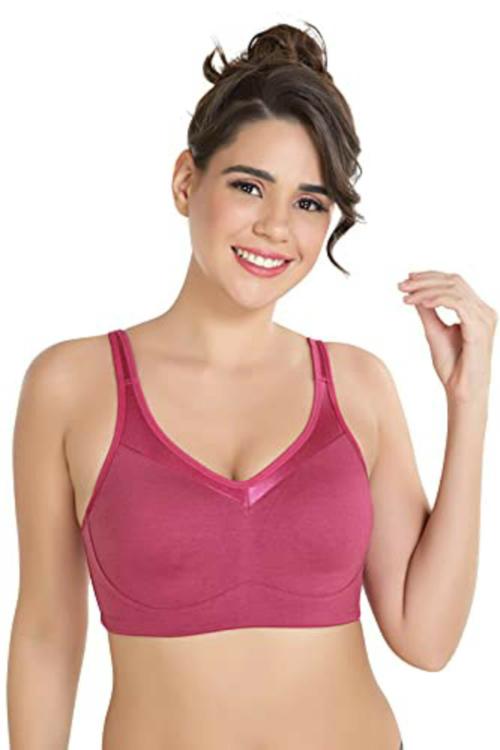 Alies Women's High Coverage M-Frame Full Round Support - Cotton Non-Padded Wirefree Bra