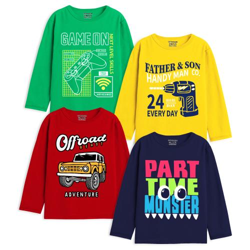 Trampoline Boys Multicolor Printed Cotton T-shirts Pack of 4