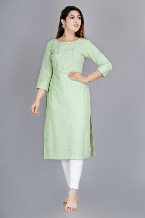 AO SERVICES Women Light Striped Cotton Straight Kurta