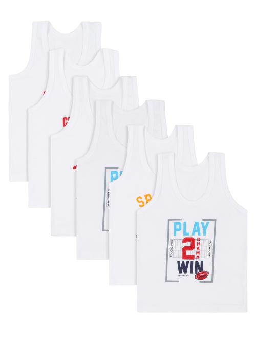 Bodycare BOYS VEST ROUND NECK SLEEVELESS SOLID Pack Of 6