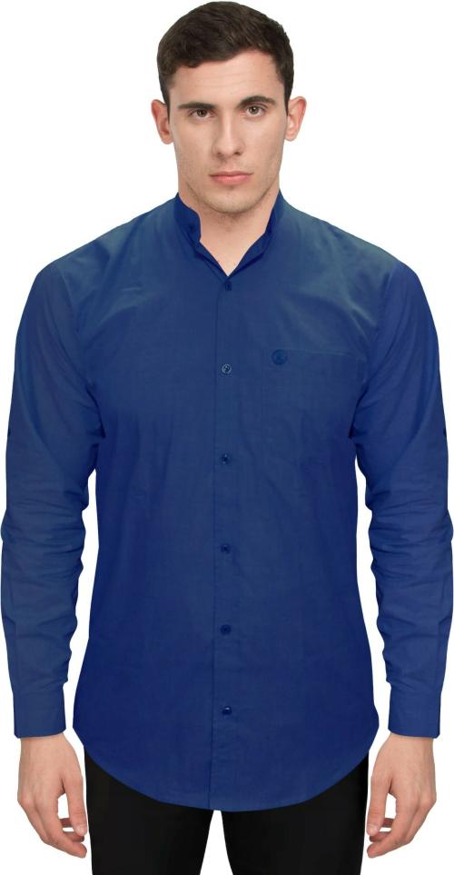 Genius Men Solid Casual Dark Blue Shirt