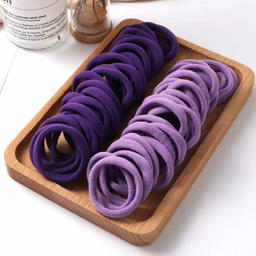 Diversa Hair Ties, Ponytail Holders for Thick Thin Hair, Elastic Hair Ties for Women, Girls, No Cease Nylon Hair Ties, Soft Seamless Hair Bands, No Damage (Purple, Pack of 50 Ps)
