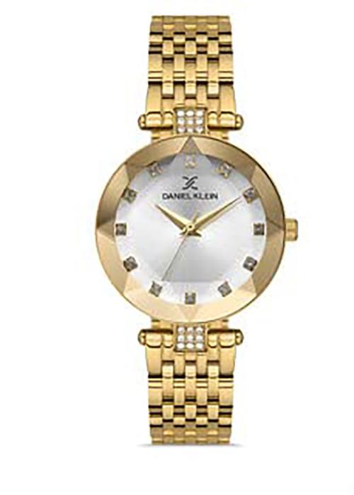 Daniel Klein Analog Silver Dial Gold Strap Watch for Women (DK.1.13319-2)