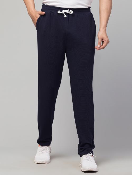 CRIMP Solid Men Navy Blue Track Pants