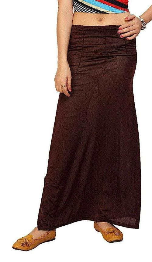 Aryashri Women Brown Cotton Petticoat with Attached Inner