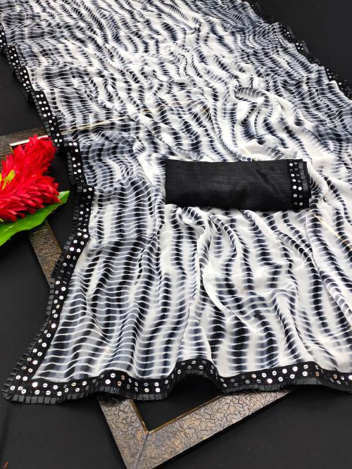 Georgette saree with sequence less border.