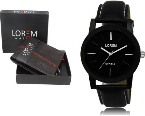 Lorem Analog Brown, Black Watch for Men (LrWL-07--LK-05 )