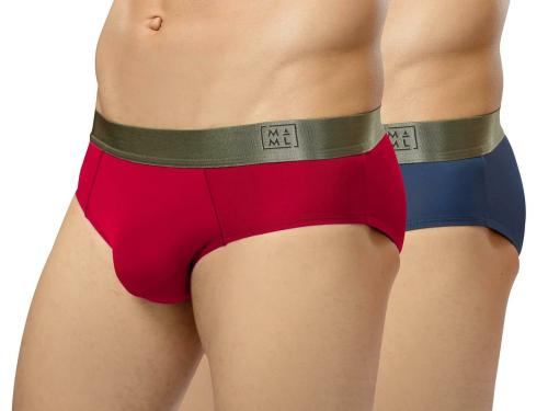 MAML Maroon, Navy Blue Solid Briefs_M
