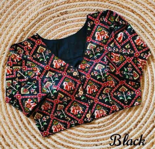 Murliwala CREATION Women's Cotton Patola Print Readymade Saree Blouse