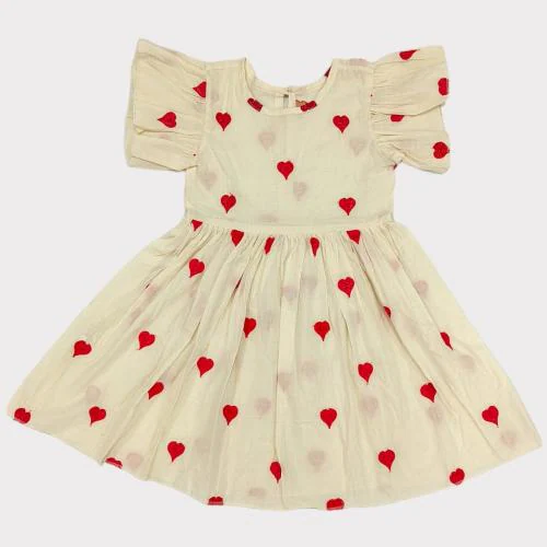 Luxury Lush Pure White cotton Colored Little Girl Beautiful Western Frock Dress