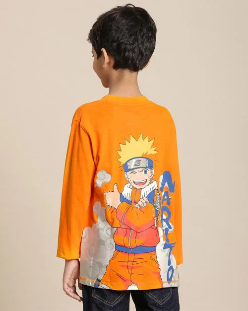 Kidsville Naruto Printed Orange T-Shirt for Boys