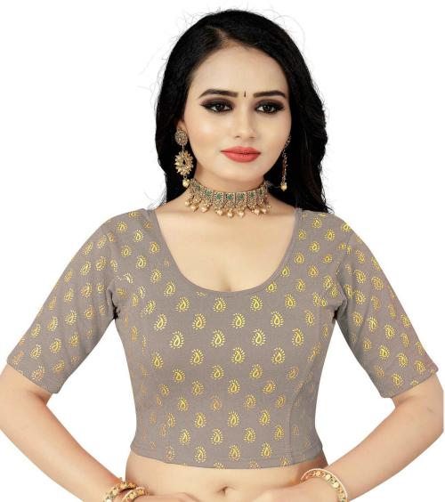 Pinfit Women Grey Paisley Lycra Blend Blouse bl17gry_S Grey