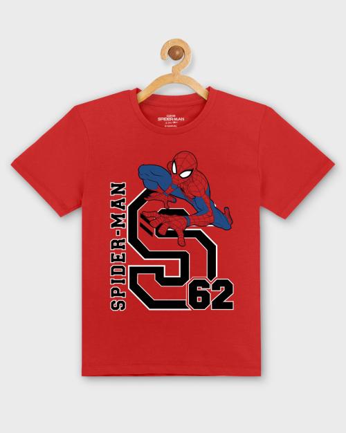 Kids Boys Spiderman Printed Red Tshirt