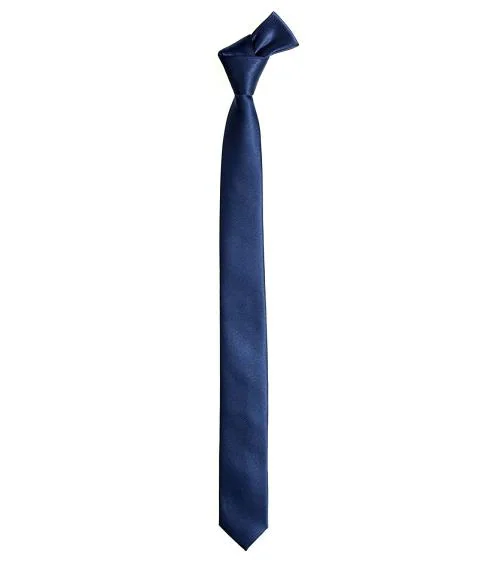 SellnShip Men's Slim Satin Necktie Solid Formal Plain Tie (Navy Blue)