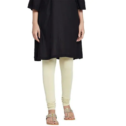 Go Colors Women Beige Solid Stretch Leggings