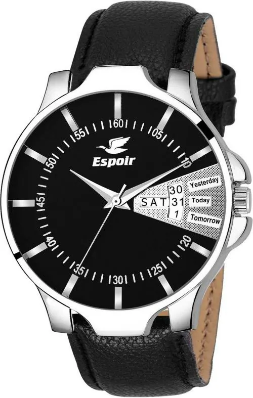 Espoir Men Black Dial Black Strap Analog Watch