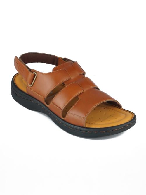 Red Chief Tan Leather Sandals for Men