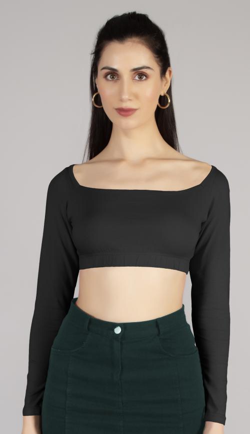 AD2CART A4171Women Wide Square Neck Cap Sleeve Stylish Crop Top for Women