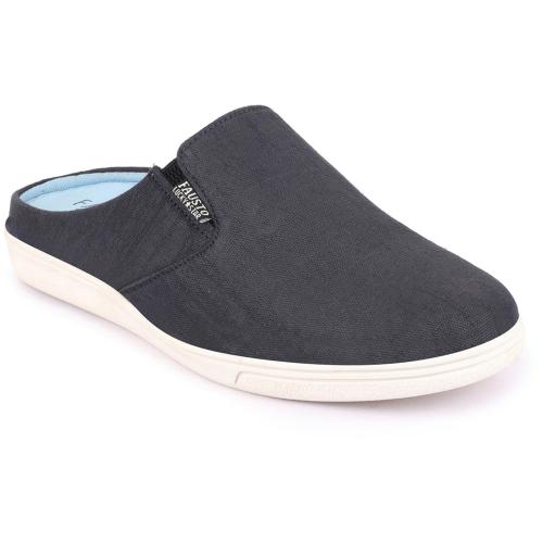 FAUSTO Men Navy Blue Casual Back Open Canvas Stylish Slip On Shoes