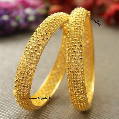 Vighnaharta Traditional Wear Adjustable 1gm Gold Plated Alloy Bangle (Kada, Tode) for Women and Girls - pack of 2 pcs Bangle- [VFJ1015BG2-4]