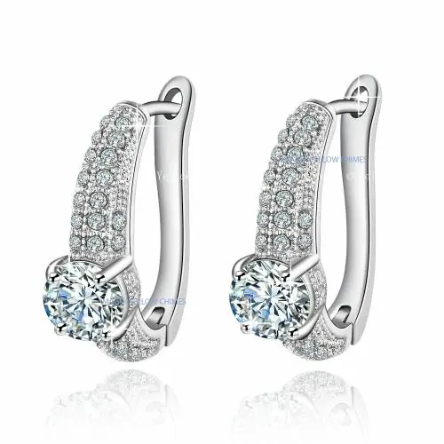 Yellow Chimes Crystals from Swarovski White Clip On Earrings Silver for Girls and Women