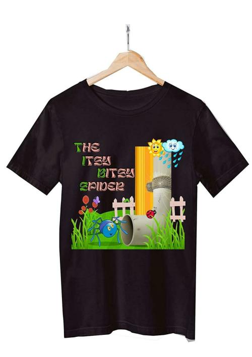 Thebabyshark Unisex Toddler Coffee Brown Itsy Bitsy Spider Printed Cotton Round Neck T-Shirt (2-3 Years) Size 24