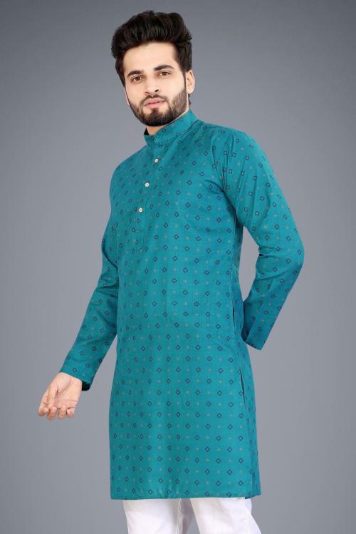 SOPANI Men Printed Straight Kurta (Blue, Dark Blue, Brown)