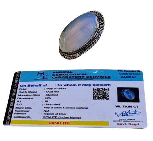 Divinity Crystals Opalite Certified Adjustable Crystal Ring