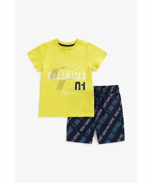 Mothercare Boys Multicolor 100% Cotton Printed Shorts & T-shirt Set