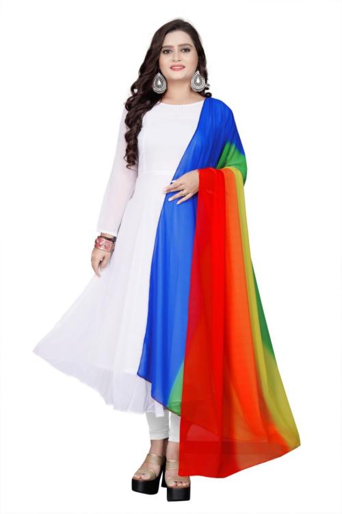 Harrica Fashion Women's Long Kurti Kurta With Dupatta - Multi Colour Dupatta