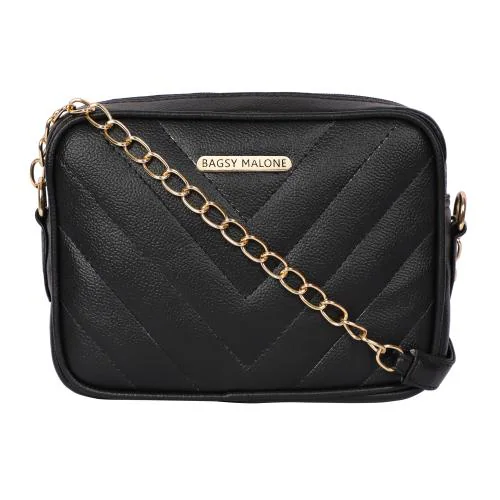 Bagsy Malone Vegan Leather Textured Sling Bag - Black