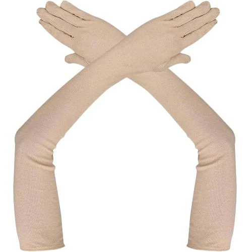Buy Cotson 1 Pair Cotton Full Hand Gloves Sun Protection Gloves For Women Beige Online at Best