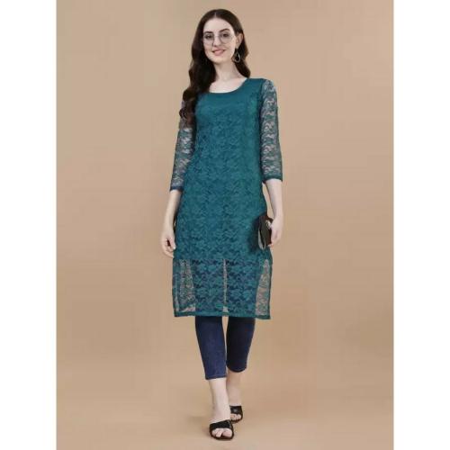 FALKU Round Neck Net Kurti For Women (XXL)