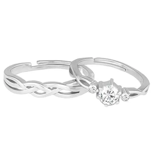 Giva Sterling Silver Adjustable Elegant Love Couples Rings