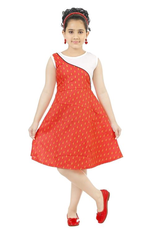 DIGIFASHION Girls Multicolored Designer Cotton Frock