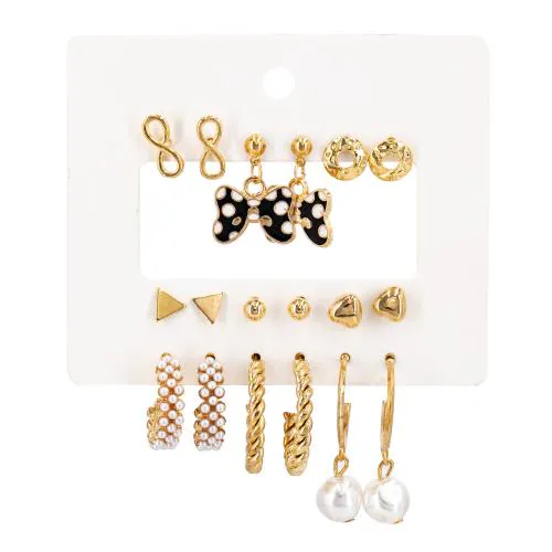 VIEN Geometric Acrylic Resin Earing Card Boho Style Stud Bow Earrings For Women(9PR)