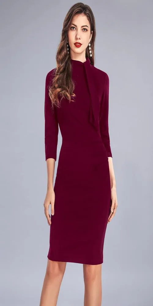 Aihole Women Bodycon Maroon Dress ()