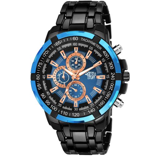 Swadesi Stuff Analog Blue Dial Black Strap Chronograph Watch For Men