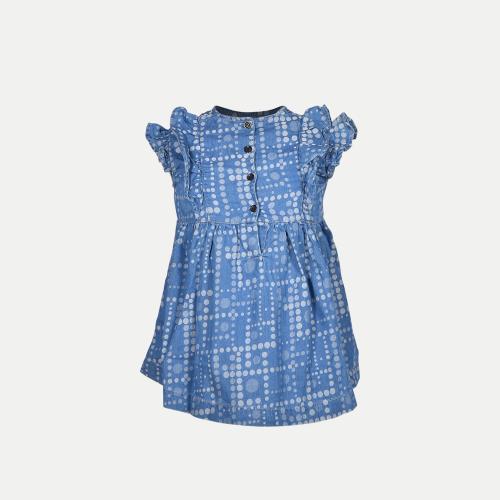 Rad Prix Girls Blue Checkered Print Dress