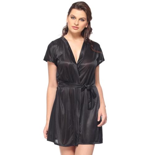 Buy Sujuka Women Black Pack Of 1 Above Knee Baby Doll Night Dress With