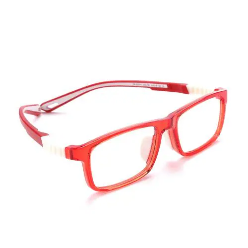 Intellilens Red Glass Square Computer Glasses For Kids