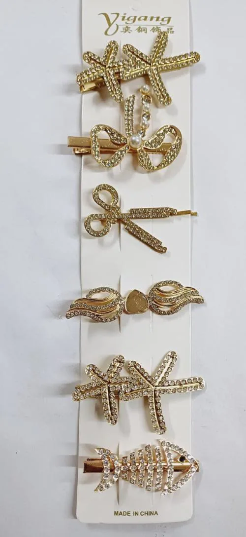 THE MAXIM Korean Fashion Pearl Rhinestone Metal Hair Clips - Stylish Hair Pins PACK OF 12